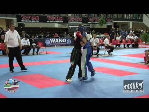 Urska Gazvoda (SLO) v Aine Leonard (IRL) Junior WAKO World Championships 2014