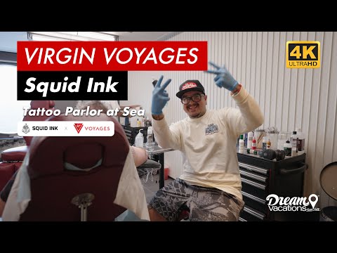 Virgin Voyages' Scarlet Lady - Squid Ink Tattoo on the ship 4K