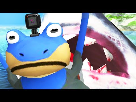 GIANT SHARK vs BAT FROG WITH A GOPRO RACE - Amazing Frog - Part 111 | Pungence