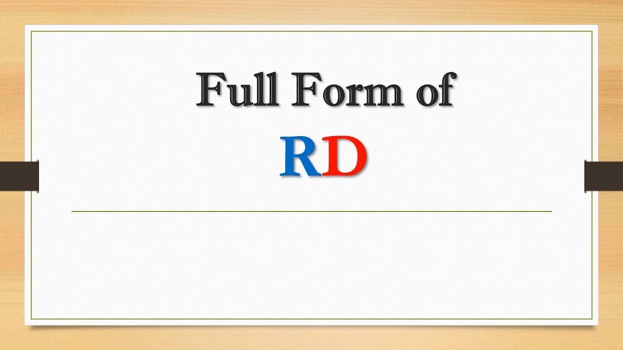 Full Form of RD || Did You Know