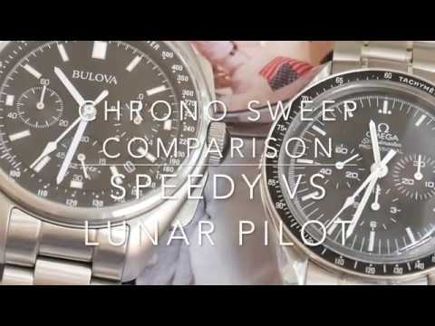 Chronograph Sweep Comparison - Omega Speedmaster Professional vs Bulova Lunar Pilot