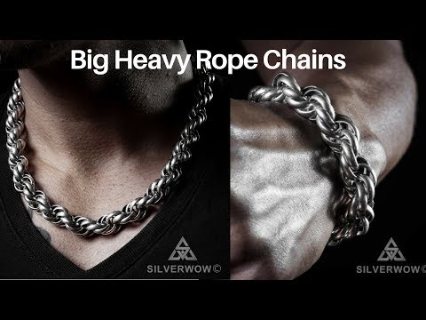 Silver Rope Chain Necklace & Chunky Rope Bracelets - Big Thick & Heavy @ Silverwow