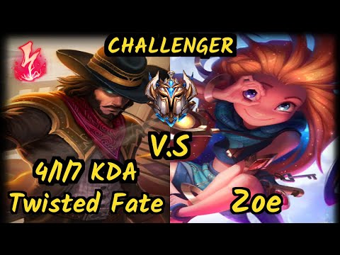 DOPA (Apdo) (TWISTED FATE) vs ZOE - 4/1/7 KDA MID CHALLENGER GAMEPLAY - KR