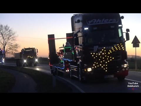 Ostfriesland 2016 LKW Korso Riepe zu Weihnachten durch Westerende Bangstede Riepster Lüchtermarkt