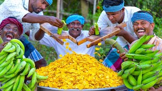 BANANA CHIPS | Kerala Special Nendran Raw Banana Chips | Street Food Snack Recipe cooking in Village