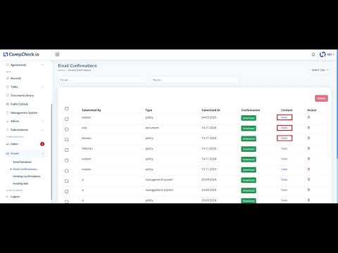 Manage Email Confirmations