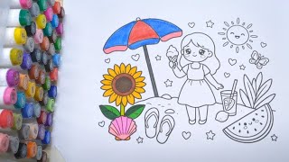 Cozy Summer Beach Vibes – Cute Aesthetic Coloring ✨️ |Oddly Satisfying vedio