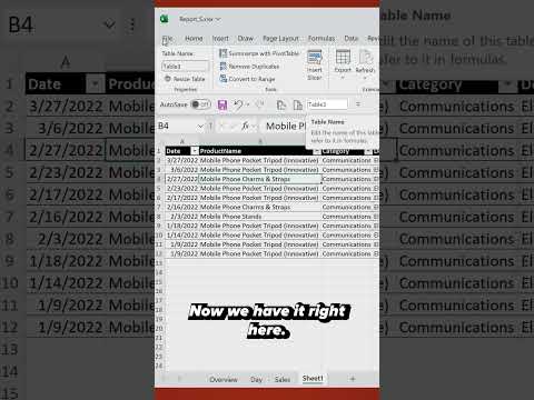 Excel Guide: Quick Rename Tables using Access Toolbar