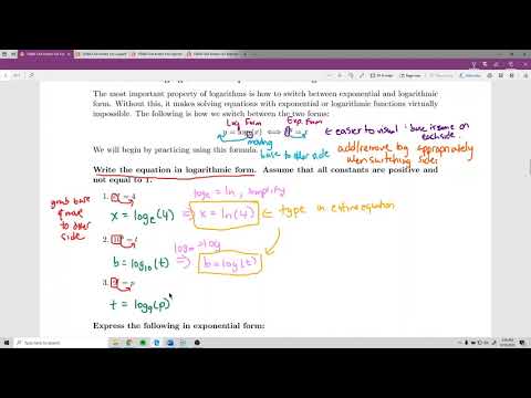 Lecture Video for Logarithmic Functions