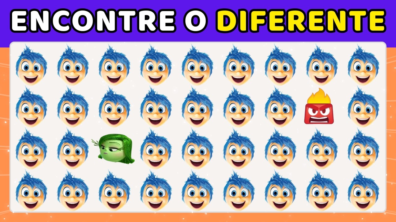 💥25 DESAFIOS INCRIVÉIS 🕵️‍♂️EDIÇÃO Divertida Mente/Inside Out 🎬 Encontre o EMOJI Diferente!👀 QUIZ