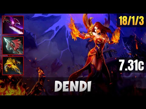DENDI LINA MID LANE WITH 18 KILLS | DOTA 2 PATCH 7.31c PRO GAMEPLAY