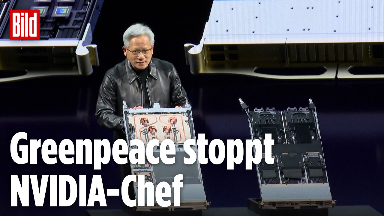 GREENPEACE-PROTEST: Greenpeace-Aktivisten stören NVIDIA-Chef Jensen Huang live in Berlin