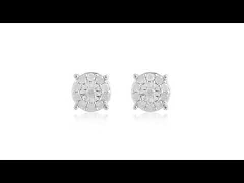 1.0 carat t.w diamond earrings and pendant 2pcs Silver Set (I-J/I3)