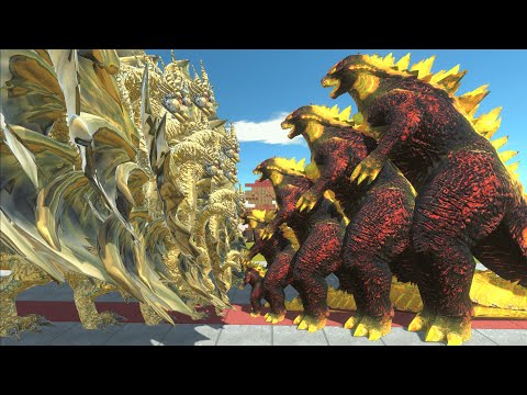 Yellow War - Team Growing King Ghidorah VS Team Growing LAVA THUNDER GODZILLA 2014 - ARBS