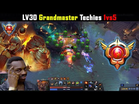 1vs5  Dota 2  Techies Rampage !!! Dota 2 hero lv 30 grandmaster techies. Ban techies please !!!!!
