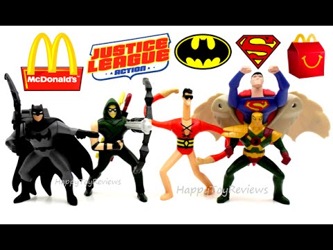 2016 McDONALD'S JUSTICE LEAGUE ACTION HAPPY MEAL TOYS SET 8 BATMAN SUPERMAN DC SUPER HERO UNBOXING