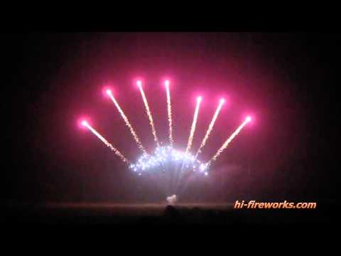 13 Shots Fan Shape Purple Wave Comet&Silver Blink Bouquet