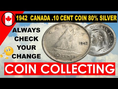 1942 Canada  10 Cents Silver Dime 80% SILVER!