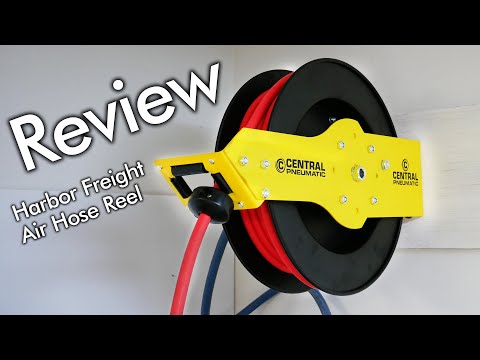 Retractable Reel with 3/8" x 50' Air Hose Review | Harbor Freight and Amazon