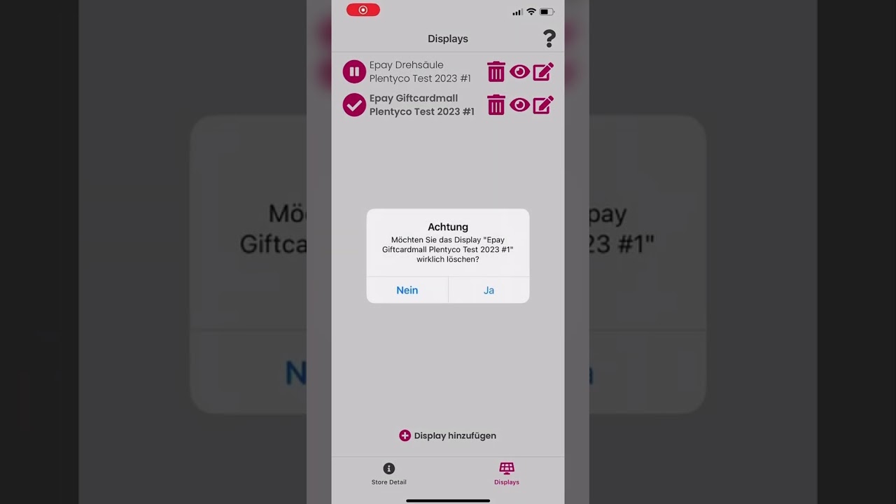 12 - Vorhandenes Display löschen