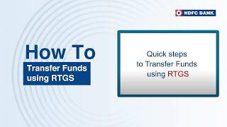 Transfer Funds using RTGS | HDFC Bank