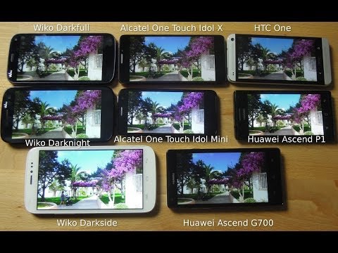Displayvergleich Alcatel Idol Idol X / mini, Huawei P1, G700, Wiko Dakfull, Darknight + Darkside