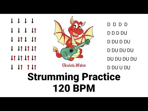 Ukulele Strum Practice 120 BPM With Drum Beats - Easy Strumming Patterns