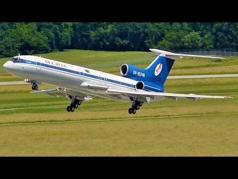 [FullHD] *Last Flight* Belavia Tupolev 154 landing & takeoff at Geneva/GVA/LSGG