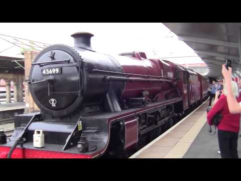 LMS Jubilee 45699 'Galatea' at Crewe Railway Station with 'The Welsh Borders' Video