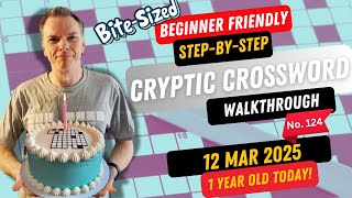 How to solve a Cryptic Crossword -  Walkthrough for beginners - 1st Anniversary Edition - No.124