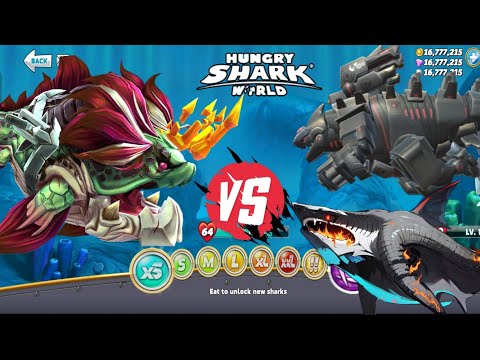 NEW GIANT MIGHTY MATRIACH VS MEGALODON AND MECHA SHARKJIRA ENEMY - HUNGRY SHARK WORLD GAMEPLAY