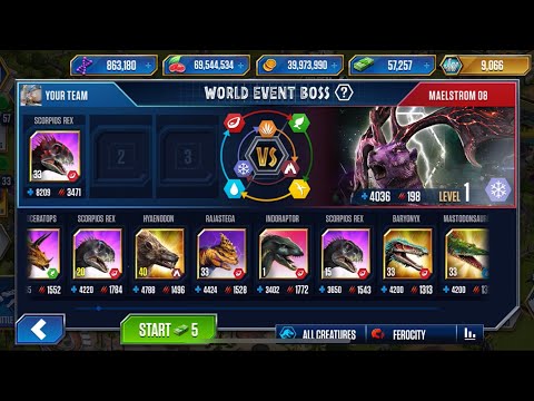 MAELSTROM 08 WORLD EVENT BOSS - JURASSIC WORLD THE GAME (LEVEL 1-14)