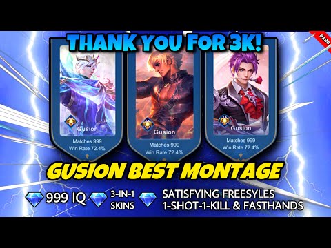 BEST GUSION MONTAGE | 3 IN 1 SKINS, 999 IQ PLAYS, SATISFYING FREESTYLES & EXTREME FASTHAND | 3K SUBS