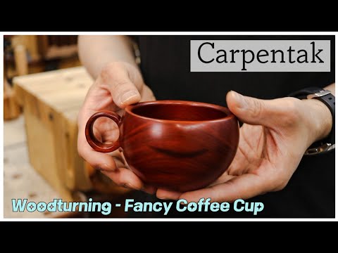 ⚡Woodturning – Fancy Coffee Cup Crafted from Bloodwood with Pure Focus