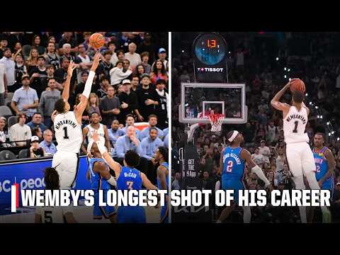 WEMBY DRILLS HALF-COURT BUZZER BEATER SHOT AT THE HALF IN WCF GAME 4 🚨 | NBA on ESPN