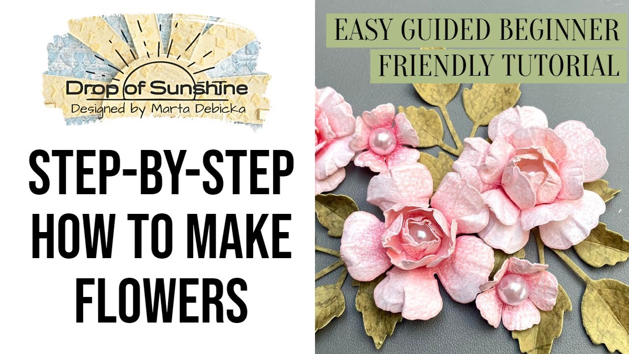 How to make PAPER FLOWERS for CARDMAKING. Easy BEGINNER detailed tutorial for EVERYONE #cardsmaking