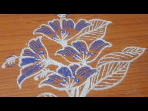 #keshi Tejesh creative kolam #5×3dots simple flower design kolam