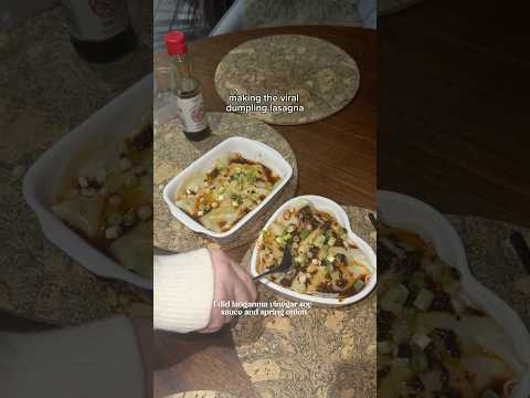 trying the tiktok viral dumpling lasagna 🥟