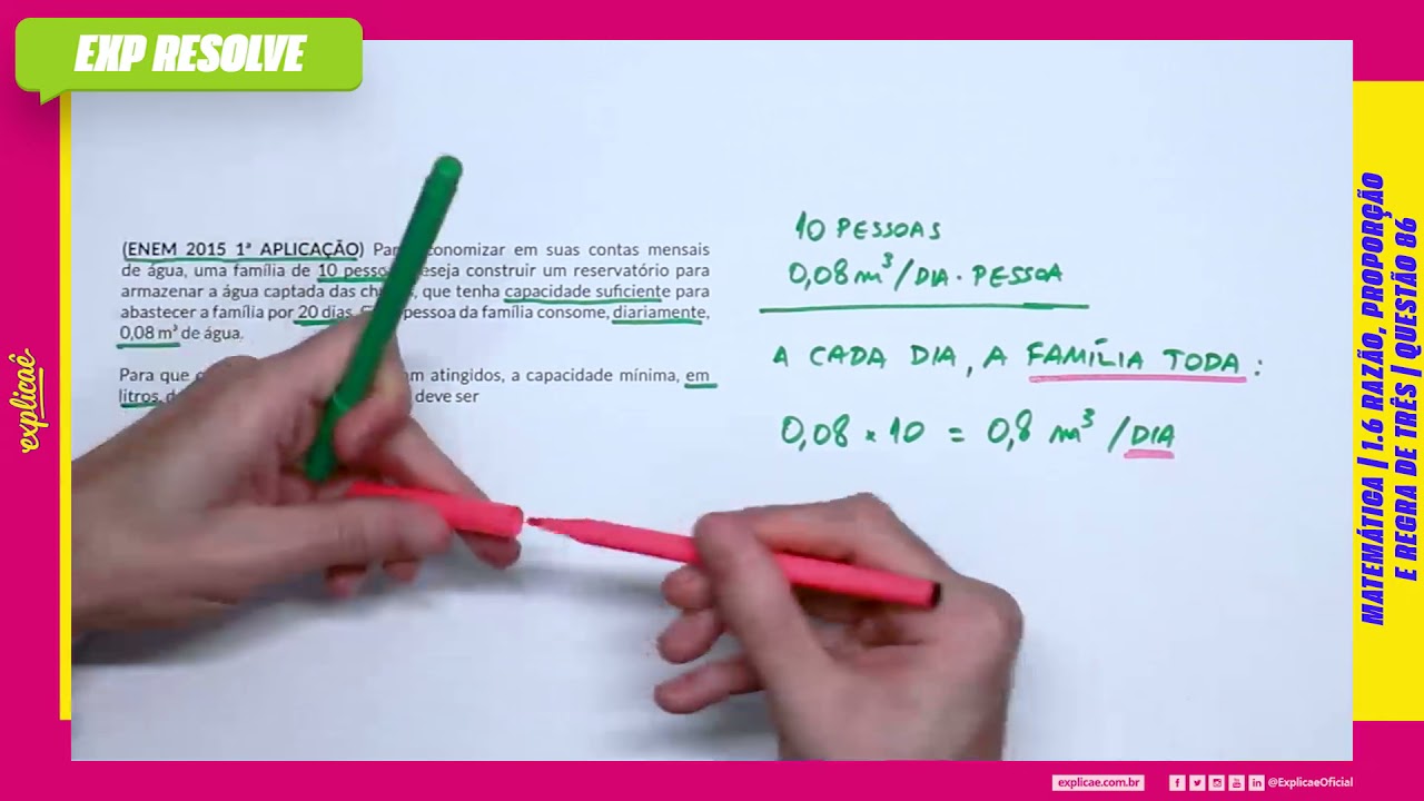PARA ECONOMIZAR EM SUAS CONTAS MENSAIS DE ÁGUA, UMA FAMÍLIA (...) | RAZÃO, PROPORÇÃO E REGRA DE TRÊS