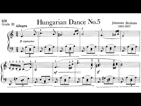Piano Pieces for Children Grade 3 No.29 Brahms Hungarian Dance No.5 (P.108) Sheet Music