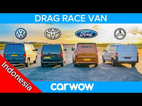 VW Transporter v Ford Transit v Toyota Proace v Mercedes Vito - DRAG RACE VAN!