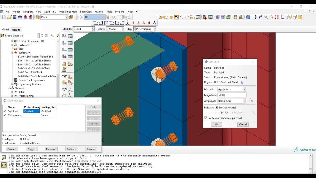 #19 ABAQUS Tutorial: Modeling Bolt Pretension in Static Analysis