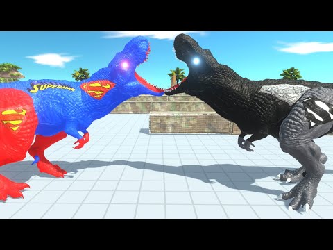 SUPERMAN T-REX vs BLACK SUPERMAN DEATHRUN - Animal Revolt Battle Simulator
