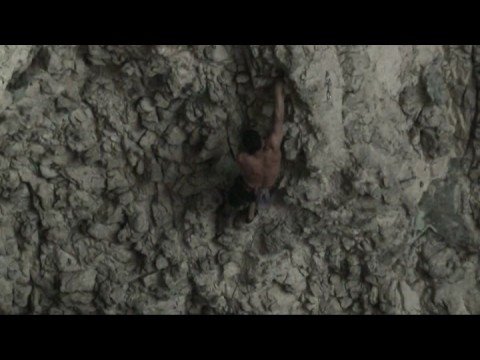 Cristi Muresan climbing Rudaru 7c , Pestera Ungureasca - Cheile Turzii