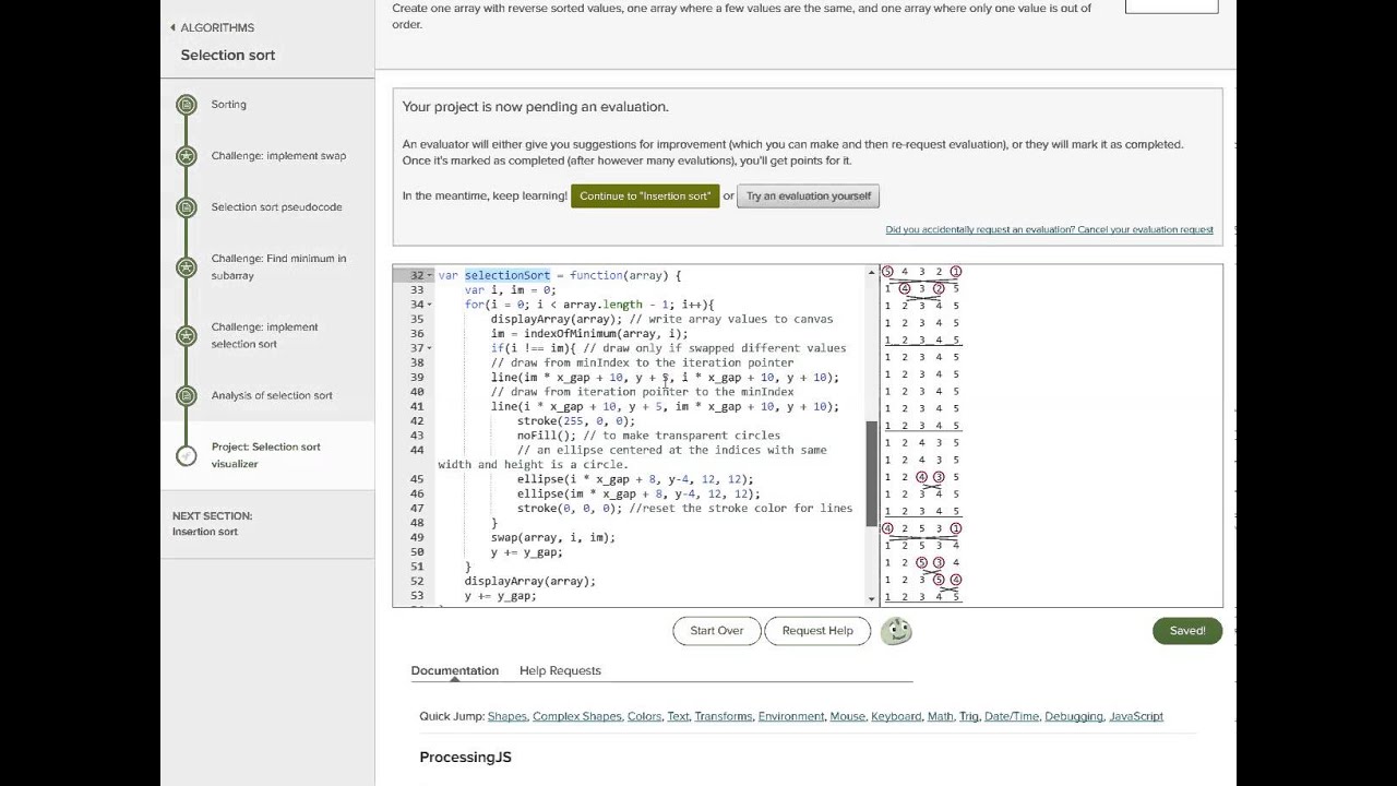 Khan Academy -  Selection Sort Visualizer