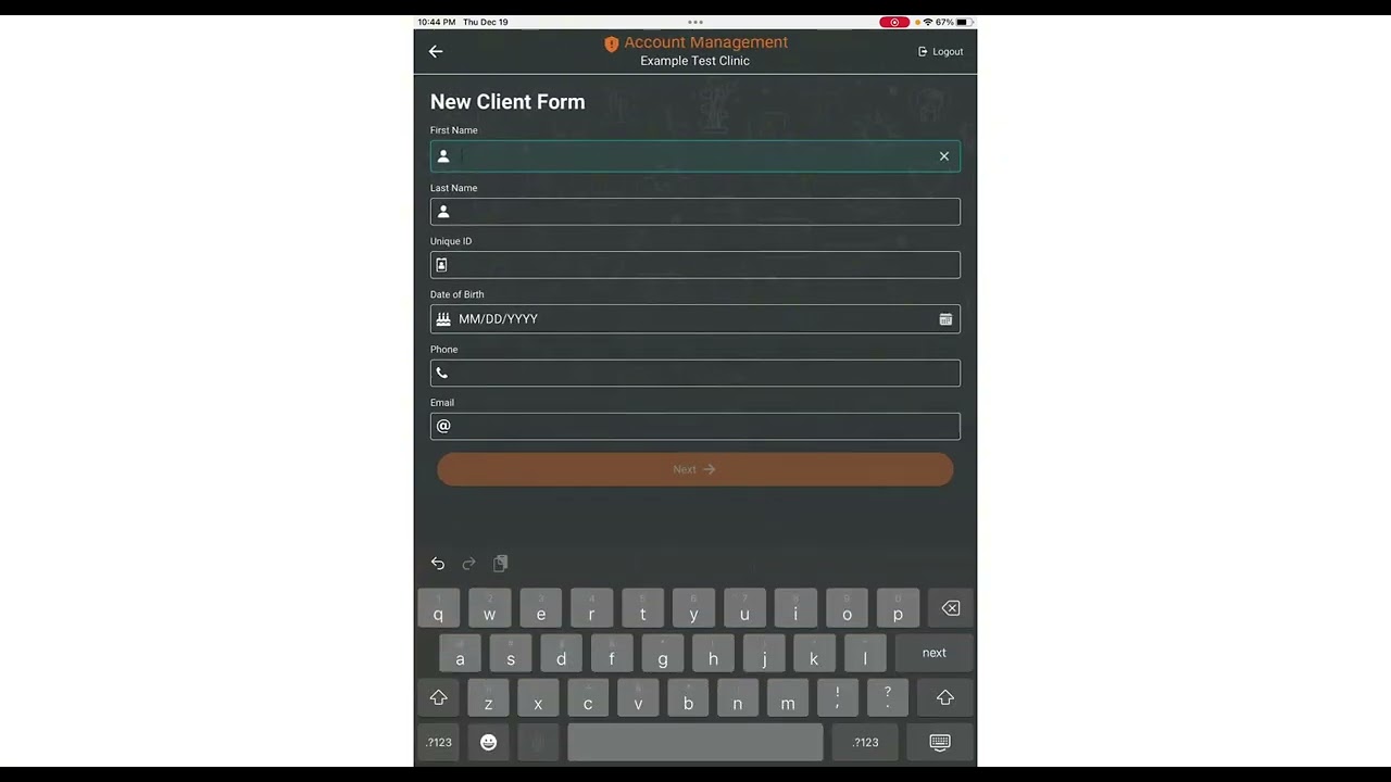 Screening Clients in the Apex Data App