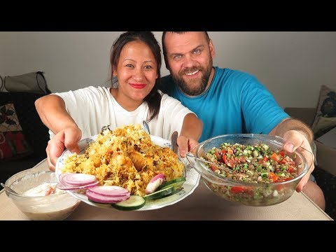 CHICKEN BIRYANI AND LENTIL SALAD MUKBANG+HOMEMADE +HIS FIRST BIRYANI (FINALLY WE DID IT!!!)SHOUT OUT