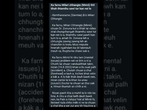 Mizoram C.M.Fanuin D.r. Zonuna kut a thlak Vilar em em leh Ngaidam an dilna....