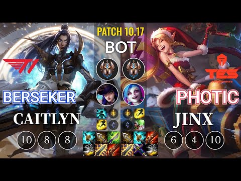 T1 Berseker Caitlyn vs TES Photic Jinx Bot - KR Patch 10.17