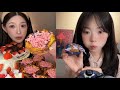 MUKBANG ASMR Strawberry Desserts That Warm Winter Hearts ️ Blueberry Cheese Mochi Cake Sticky